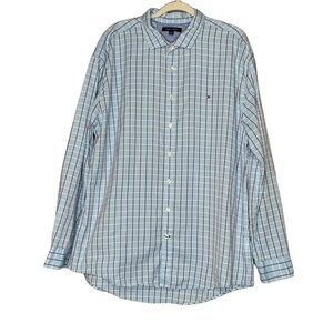 Tommy Hilfiger Men’s Blue white and red plaid‎ Oxford button down shirt. Size 3X
